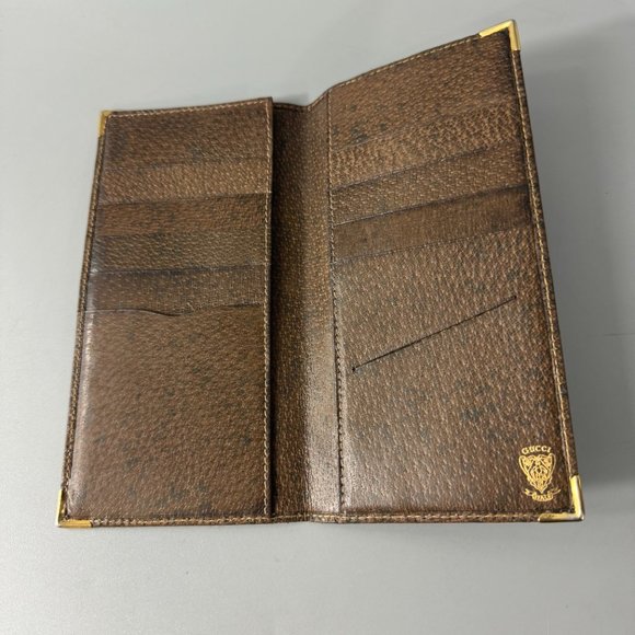 Gucci Other - Authentic Vintage Gucci 60-70's Bi-fold Brown Leather Long Wallet